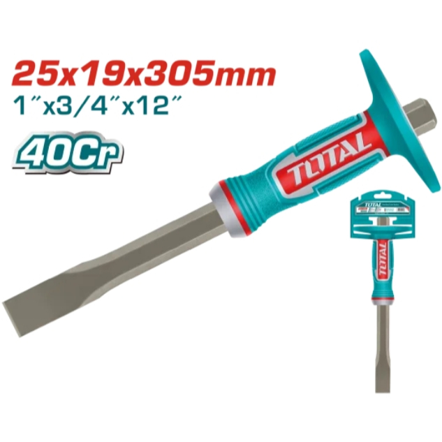 Total เหล็กสกัดหุ้มยางปากแบน ขนาด 12 นิ้ว รุ่น THT4211226,THT4532519 ( Cold Chisel )
