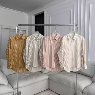 PTSH203 เสื้อเชิ้ตลายริ้วปัก PROMTHONG PREMIUM SHIRT