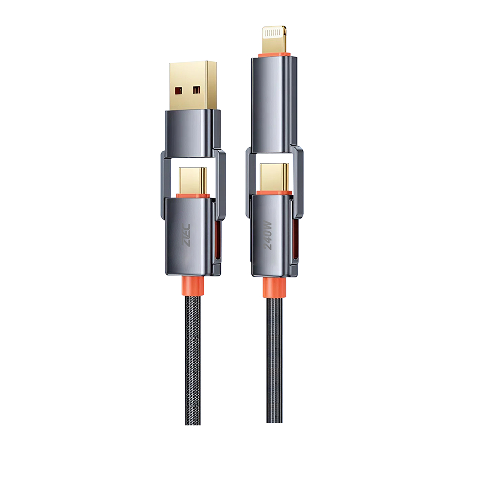 ZTEC ZM421 สายชาร์จ 4 in 1 รองรับชาร์จเร็ว 240W สายถัก หัวพอร์ตอลูมิเนียม แข็งแรงทนทาน