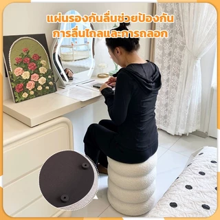 สตูลกลม เก้าอี้แต่งหน้า เก้าอี้โต๊ะเครื่องแป้ง วัสดุแคชเมียร์ นุ่มสบาย แข็งแรงและ