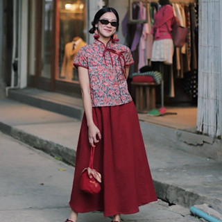 𐙚  ࣪ ׅ 🥡 เสื้อครอปคอจีนแขนเลย ผ้าฝ้ายอินเดีย เนื้อบางเบา