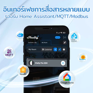 Shelly Pro 3EM เครื่องวัดพลังงานไฟฟ้า 3 เฟส WiFi Smart Energy Meter ติดตั้งราง DIN ควบคุมผ่านมือถือ รองรับ EcoFlow MQTT