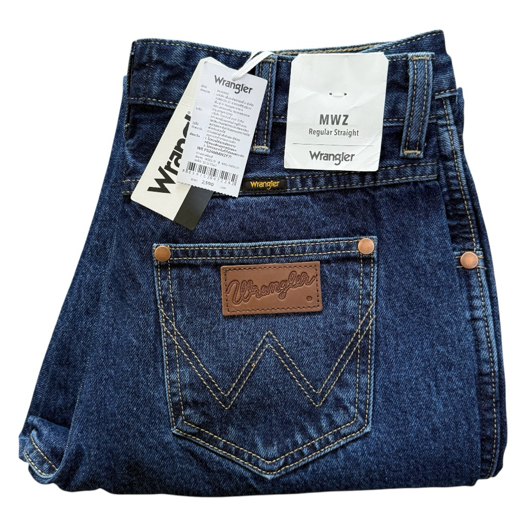 Wrangler MWZ สียีนส์ กระบอกใหญ่ ไม่ยืด เอวกลาง เป้าซิป ของแท้