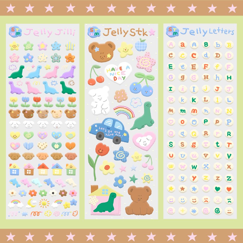 *รุ่นงานนูนไม่มีแล้วนะคะ* Mini Jelly sticker Collection มี3ลายให้เลือก สติกเกอร์สุดน่ารัก 7x21cm | Stickwithme4ev