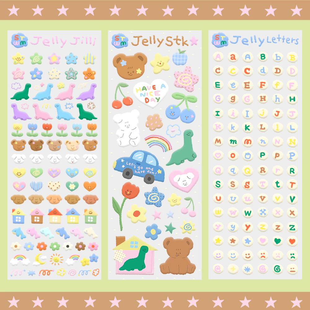 *รุ่นงานนูนไม่มีแล้วนะคะ* Mini Jelly sticker Collection มี3ลายให้เลือก สติกเกอร์สุดน่ารัก 7x21cm | Stickwithme4ev