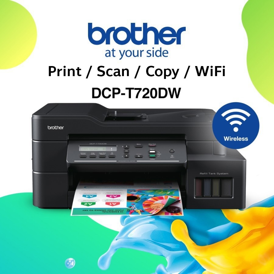 **หมึกแท้ 4 ขวด*** Printer Brother DCP-T720DW / DCP-T730DW รับประกันศูนย์ 2 ปี สเปค ICT ปี 2566
