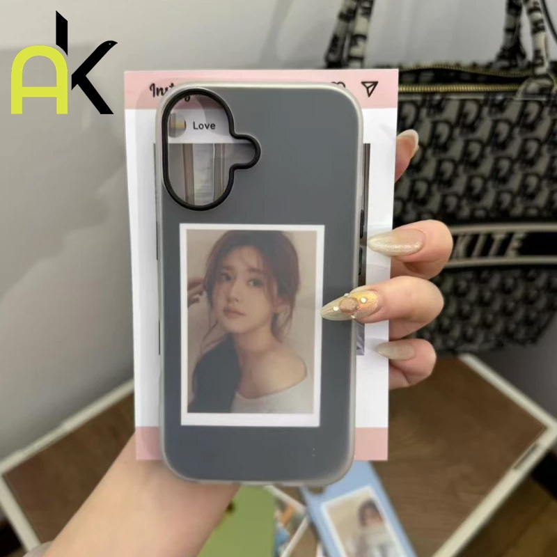 AK Ins เกาหลี 2 ใน 1 เคสโทรศัพท์สําหรับ iPhone 11 15 14 13 12 16 Pro  Max ป้องกันลายนิ้วมือ case