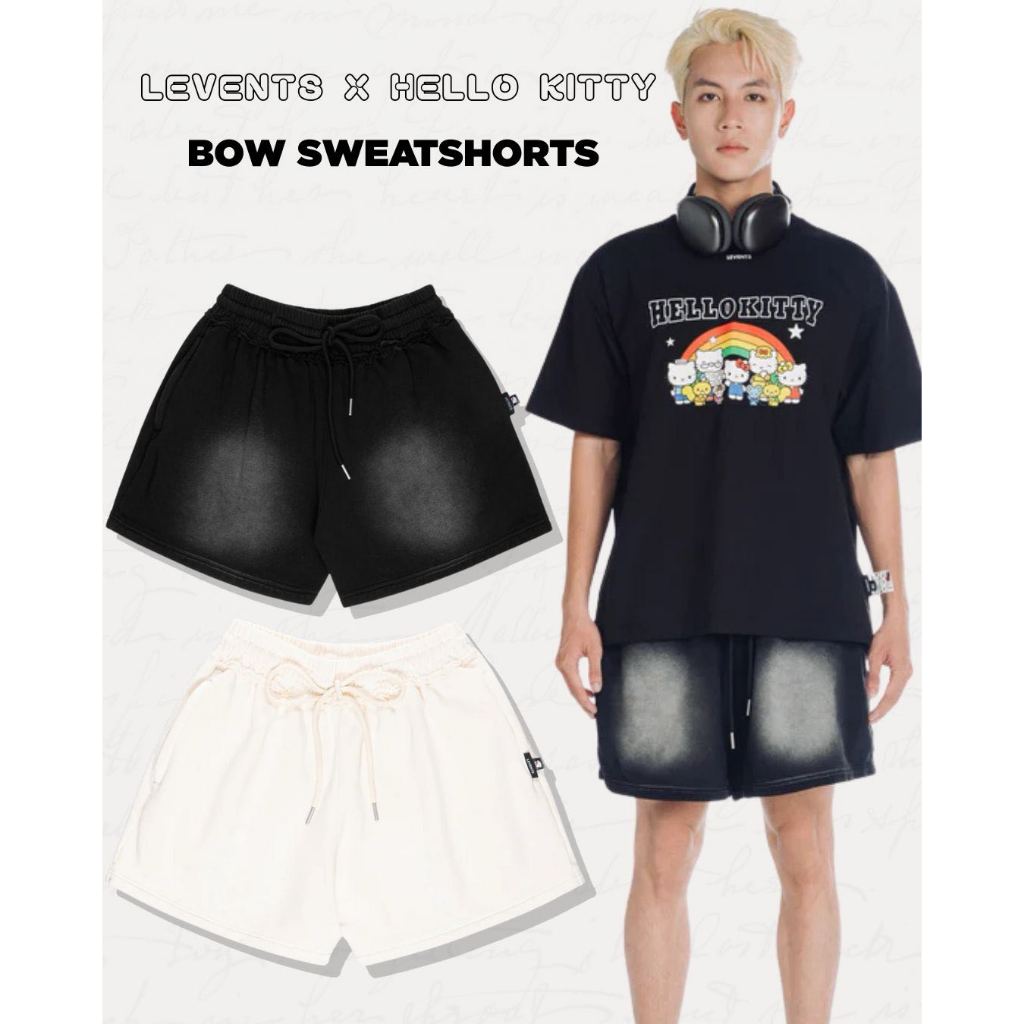 🇹🇭พร้อมส่งในไทย ‼️ Levents x Hello Kitty Bow Sweatshorts กางเกงขาสั้น ทรงเข้ารูป