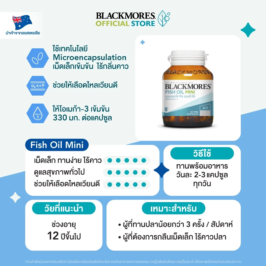 Blackmores Fish oil Mini (30 caps) แบลคมอร์ส ฟิช ออยล์ มินิ (30 แคปซูล) thumbnail 5