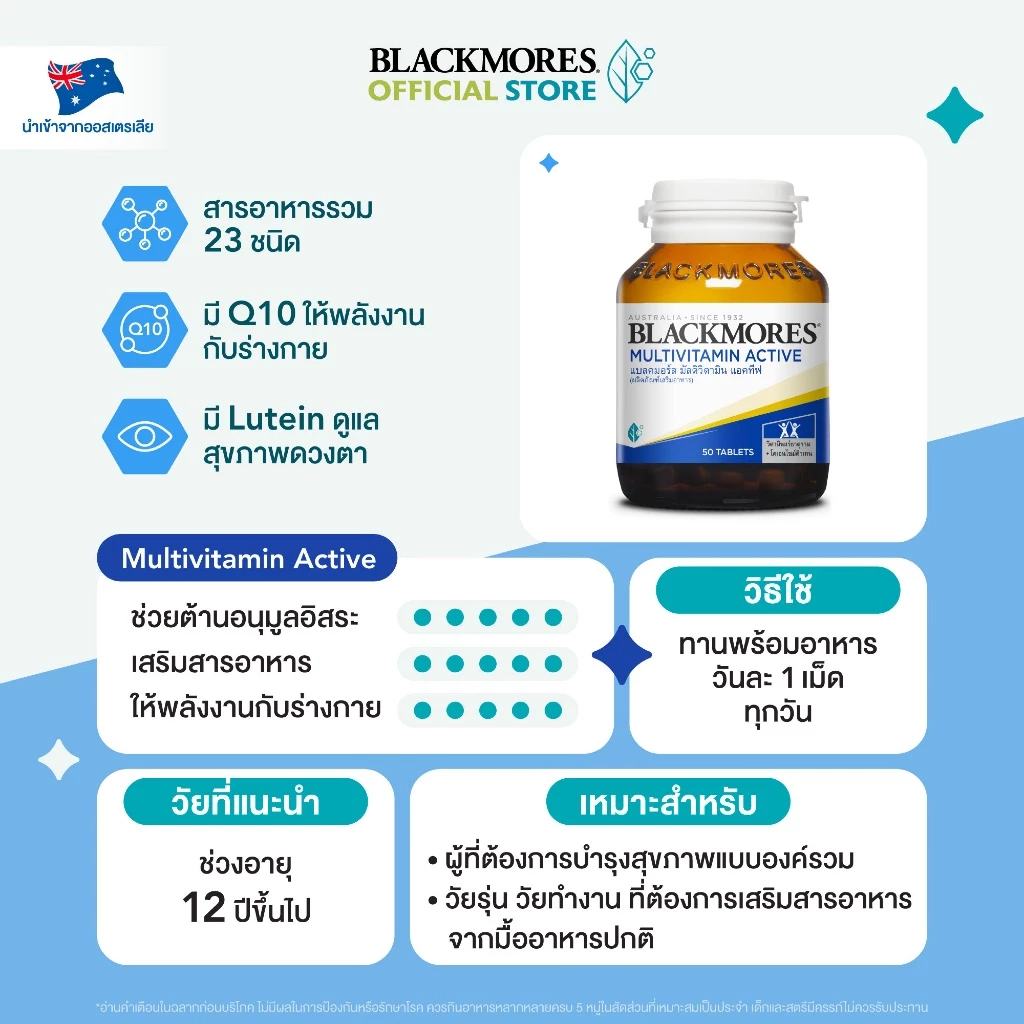 Blackmores Multivitamin Active (50 tabs) แบลคมอร์ส มัลติวิตามิน แอคทีฟ (50 เม็ด) thumbnail 5