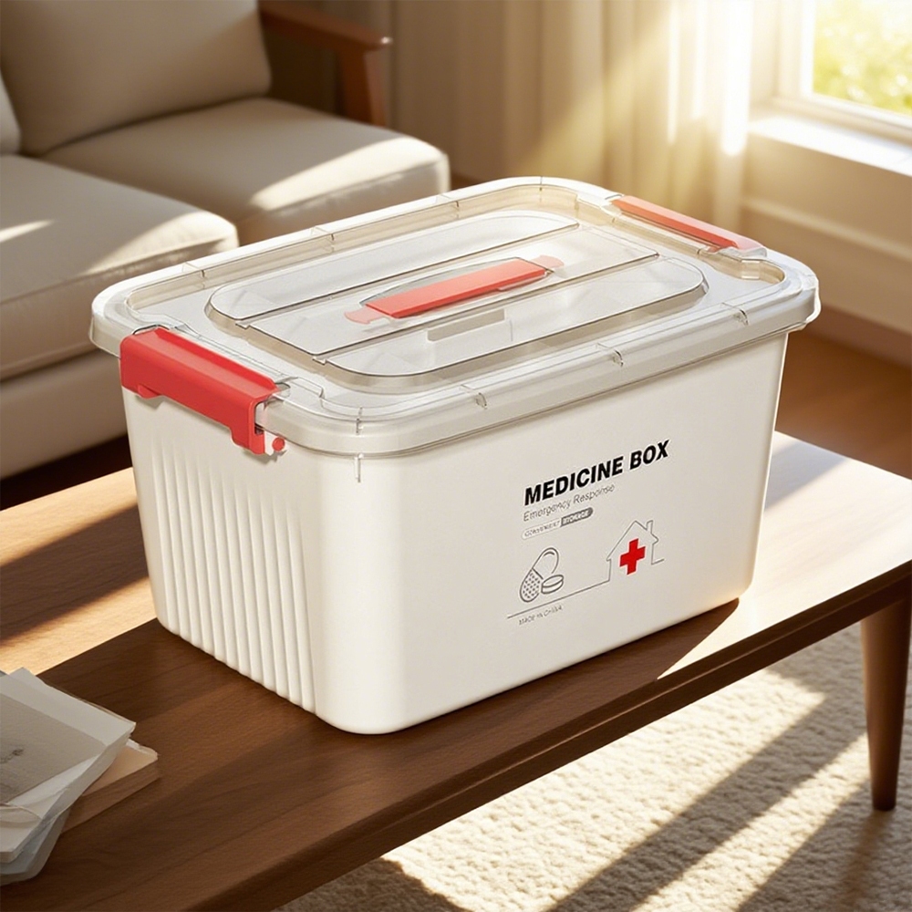 กล่องเก็บของ กล่องปฐมพยาบาล กล่องพยาบาล มีซ้อนได้ อเนกประสงค์ พกพาได้ มี 3 ​​ขนาดให้เลือก ดีไซน์เป็นชั้นๆ - รูปที่ 6