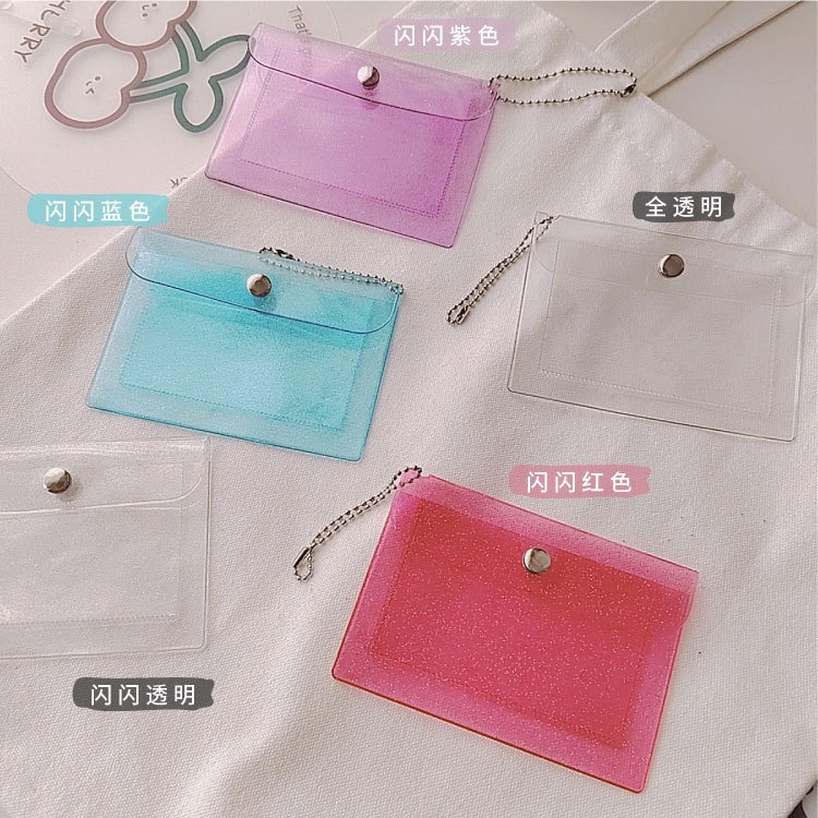 กระเป๋าสตางค์แบบใส มีกระดุมแม่เหล็ก กระเป๋าสตางค์ Pvc ใสกันน้ําใส่บัตรเครดิต/เหรียญ กระเป๋าใส่เหรียญ กระเป๋าใส่บัตรเครดิ