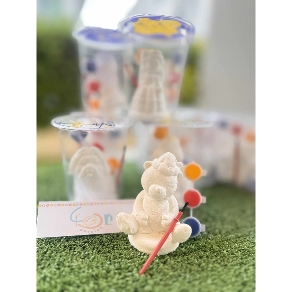 ปูนปลาสเตอร์พร้อมสีและพู่กัน คละแบบ 1 แก้ว ‼️คละแบบ ‼️คละลาย - รูปที่ 5