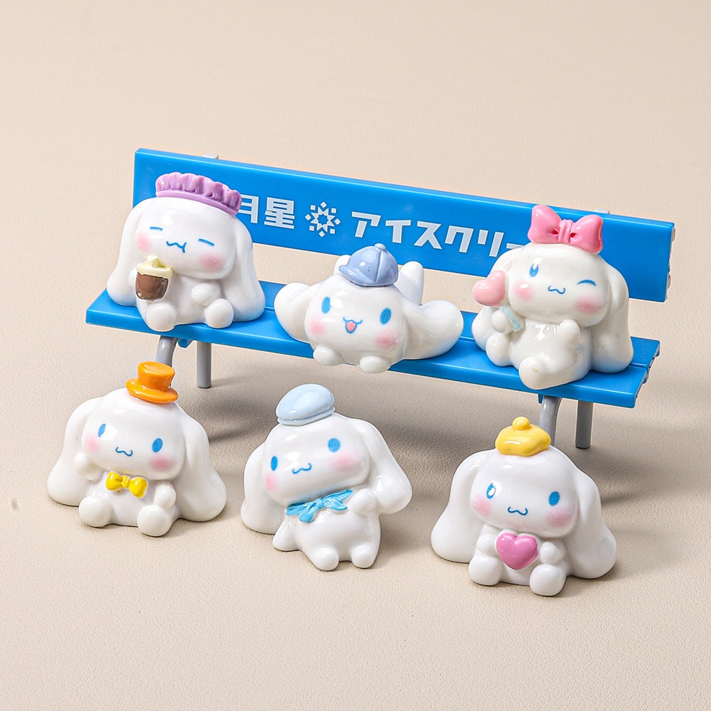 โมเดลจิ๋ว ชินนาม่อนโรล Cinnamoroll 6 ชิ้น/แพค (ครบเซ็ต ไม่ซ้ำ)