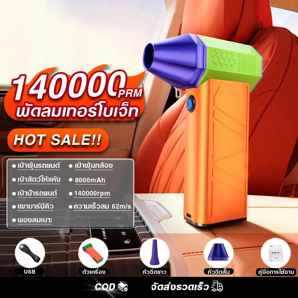 😍COD😍140000Rpm Turbo Fan Blower พัดลมเทอร์โบ มอเตอร์ไร้แปรงถ่าน ขนาดเล็ก พร้อมพัดลมมือถือ