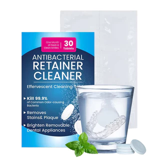 HelloSmile retainer cleaner เม็ดฟู่ ทำความสะอาด แช่ฟันปลอม ยางกัดฟัน เม็ดฟู่รีเทนเนอร์ จัดฟัน ขจัดคราบ