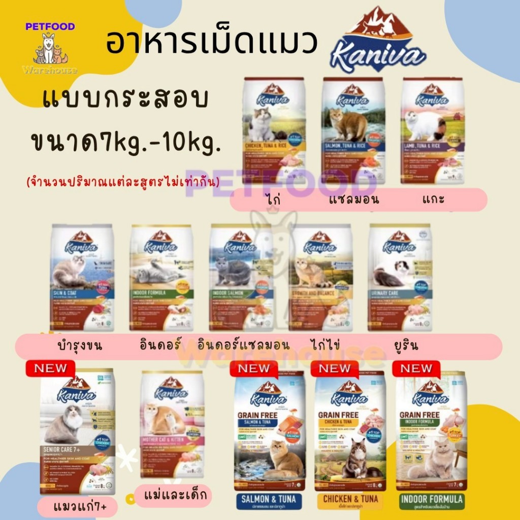 อาหาร Kaniva อาหารแมว คานิว่า กระสอบ 7kg-10kg มี 14 สูตร