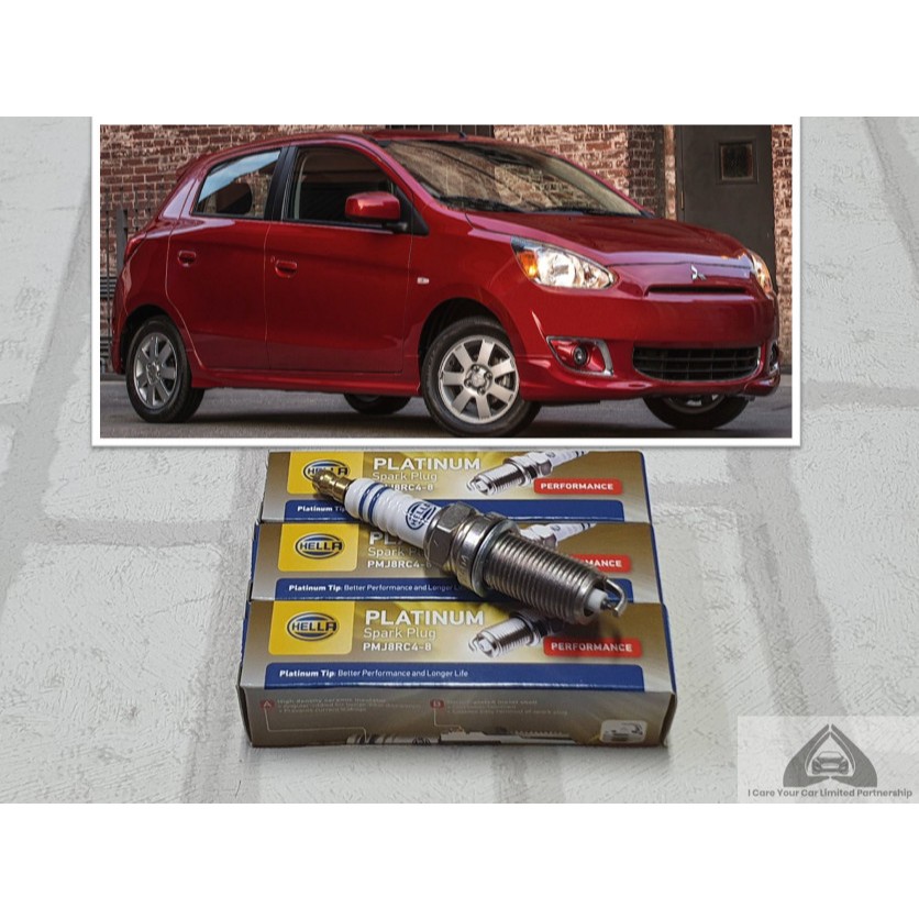 หัวเทียน แพลทตินัม Mitsubishi Mirage ( 2012 - 2024 ) ชุด 3 หัว ระยะการใช้งาน 60,000 กม : Hella PMJ8RC4-8