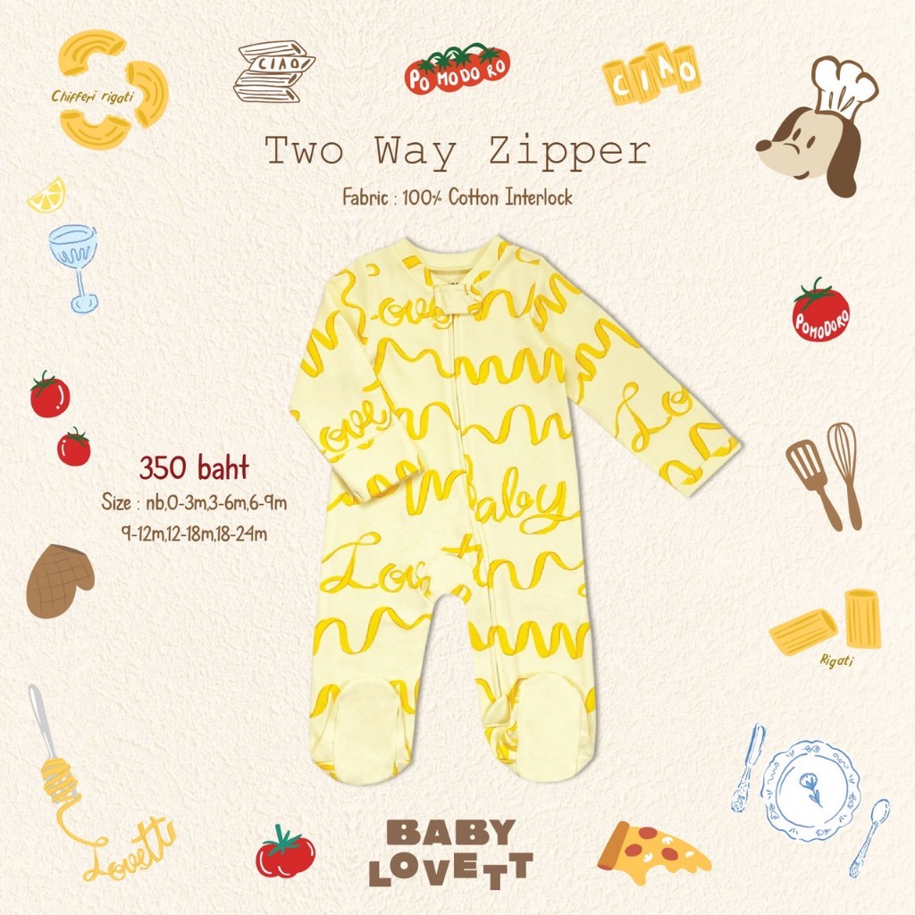 35 Bon Appétit Baby - Two-Way Zipper ชุดนอนคลุมเท้า