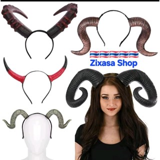 ฮาโลวีนเขาปีศาจคอสเพลย์ขนาดใหญ่สีดำเครื่องประดับศรีษะ