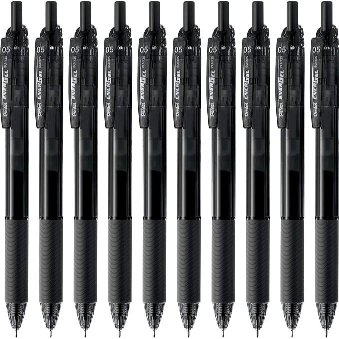 Pentel ballpoint pen gel ink energy gel S 0.5mm black barrel BLN125-A black 10 pcs