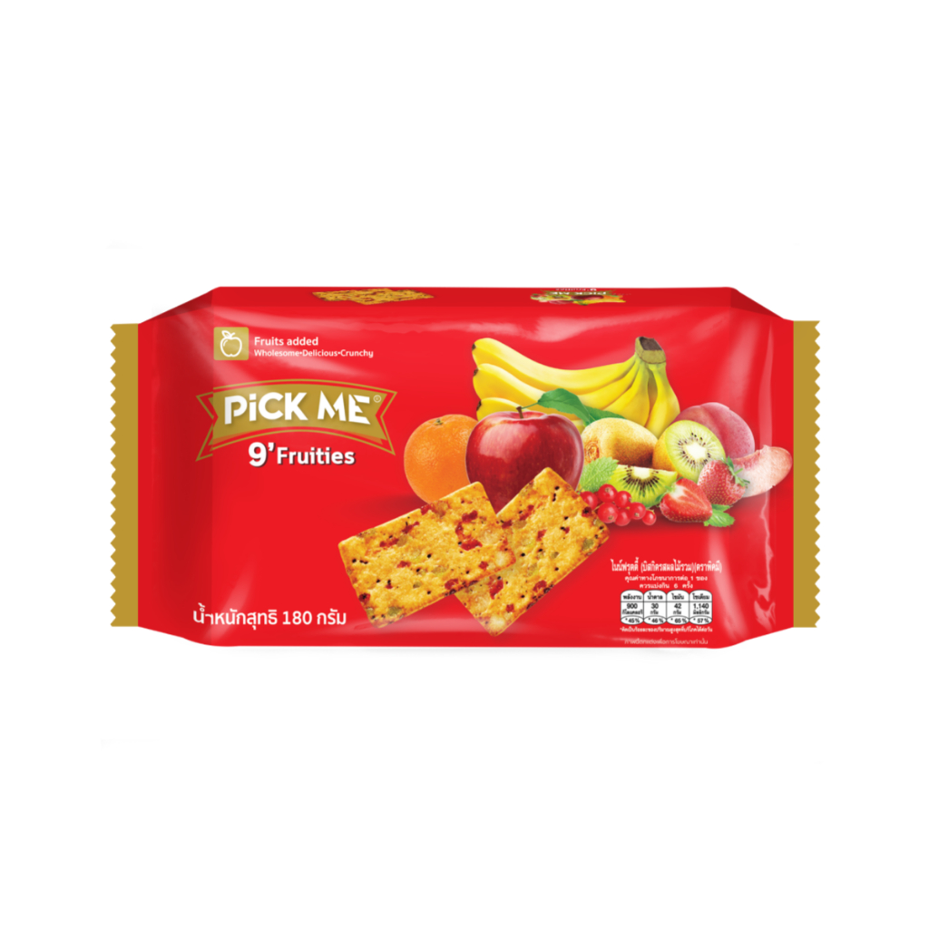 (ยกลัง) พิคมี ไนน์ฟรุตตี้ บิสกิตรสผลไม้รวม 180 กรัม l Pick Me 9′ Fruities Biscuit ราคา ถูกที่สุด ดีลบีเคเค แกลเลอรีภาพที่ 2