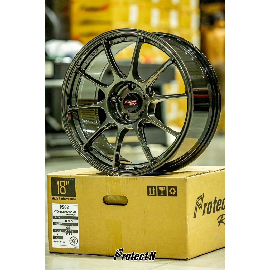 ล้อ TC105X งาน MK Project N ขอบ18 กว้าง 8.5 ET38 สีไฮเปอร์แบล็ค 5รู114.3 พร้อมจุ๊บเหล็ก