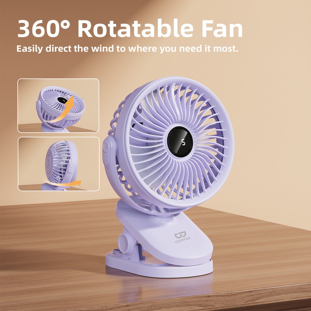 GOOJODOQ พัดลมตั้งโต๊ะ ความเร็วลมปรับได้ 5 ระดับ ฟังก์ชันตั้งเวลาเปิดปิด เสียงรบกวนต่ำ ด้วยแสงสว่าง - รูปที่ 2