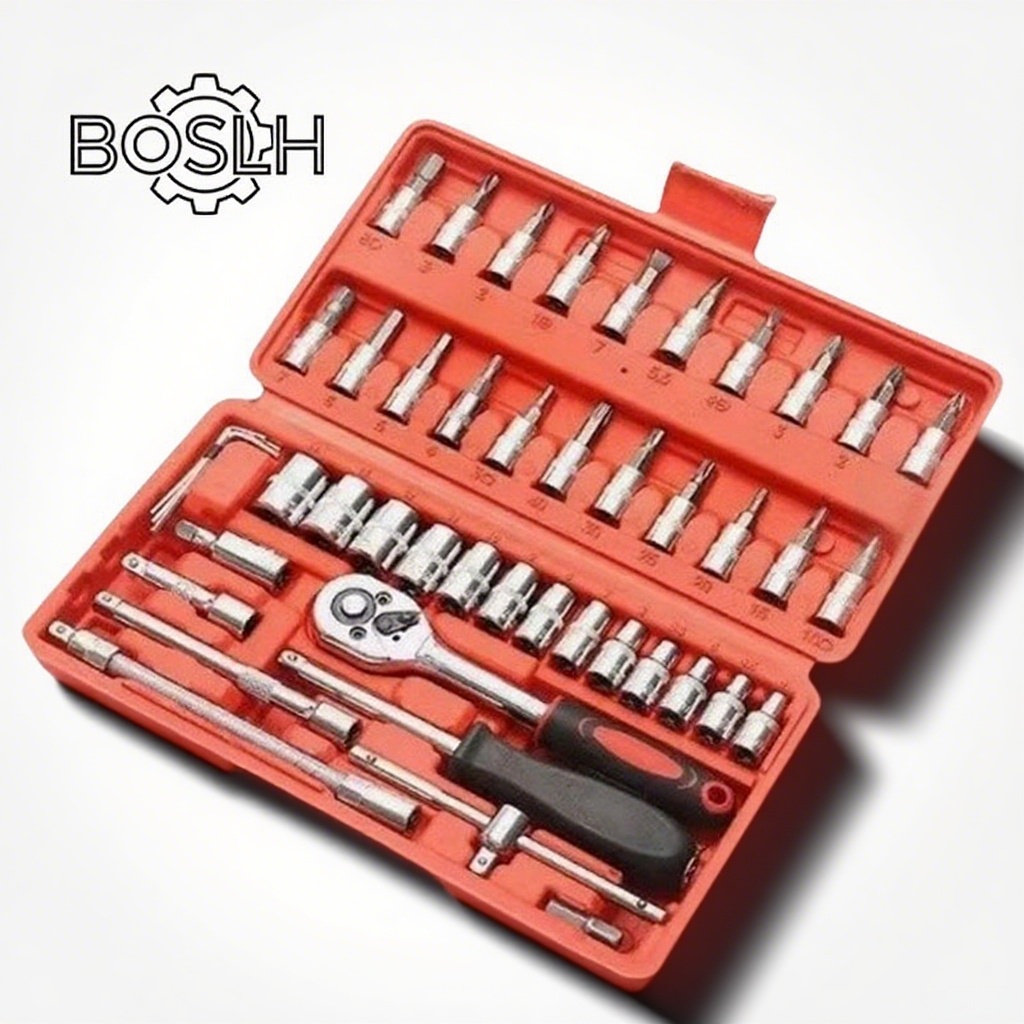 BOSLH ชุดเครื่องมือ บล็อกชุด 46ชิ้น ขนาด 1/4" ชุดเครื่องมือช่าง ชิ้นชุดไขควงชุดประแจชด