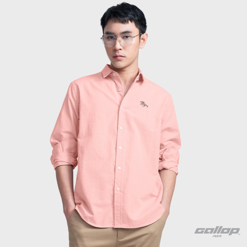 GALLOP : OXFORD CASUAL SHIRT เสื้อเชิ๊ตแขนยาว ผ้า OXFORD รุ่น GW9032 สี Patel Orange – ส้มพาสเทล / ราคาปกติ 2,190.-