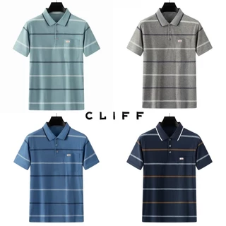 CLIFF เสื้อโปโลผู้ชาย ดีไซน์ลายทาง ความรู้สึกหรูหรา ผู้ใหญ่ทันสมัย เข้าได้กับทุกอย่าง