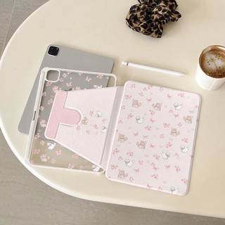 ✨พร้อมส่ง✨เคสiPadหมุน 360° กระต่าย Gen12 Pro13 Air7/6 11 Gen9 flower เคสไอแพด Gen9/8 Air5/4 10.9