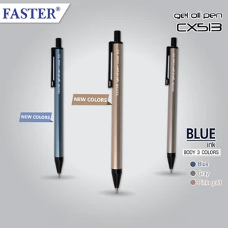 ปากกา Faster cx513 หัว 0.5 ด้ามโลหะ ปากกาลูกลื่น หมึกน้ำเงินทุกด้าม ต่างกันที่สีด้าม