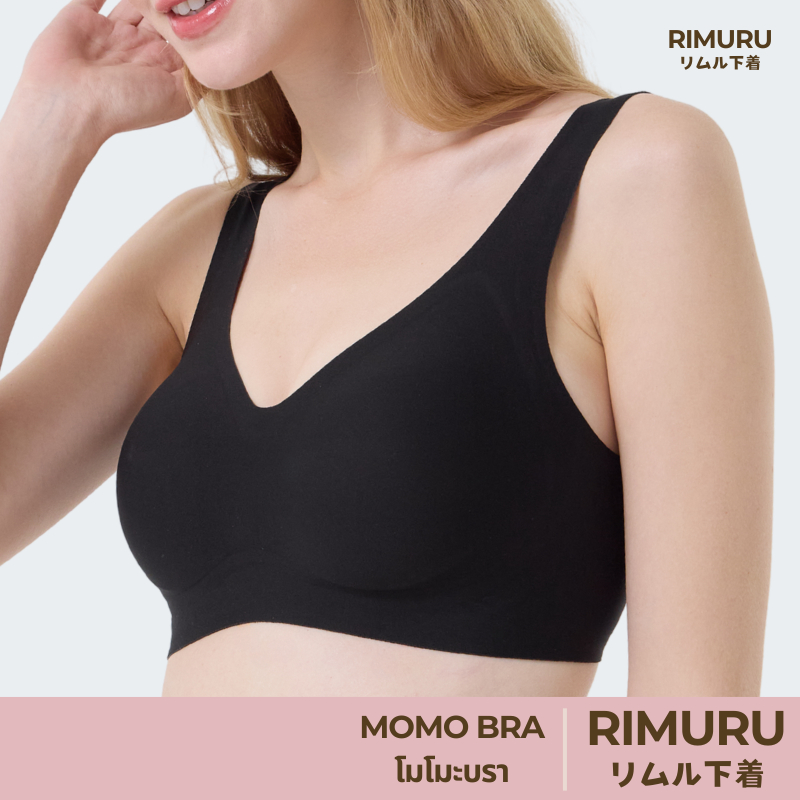 RIMURU รุ่น Momo เจลลี่บราไร้โครง อก 30-41 นิ้ว ฟองน้ำดันทรง กระชับ อกชิดสวย รหัส SET-MOMOx1 สีดำ