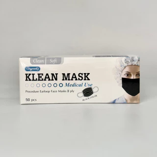 Klean Mask (สีดำ) หน้ากากอนามัย 1กล่อง มี50ชิ้น