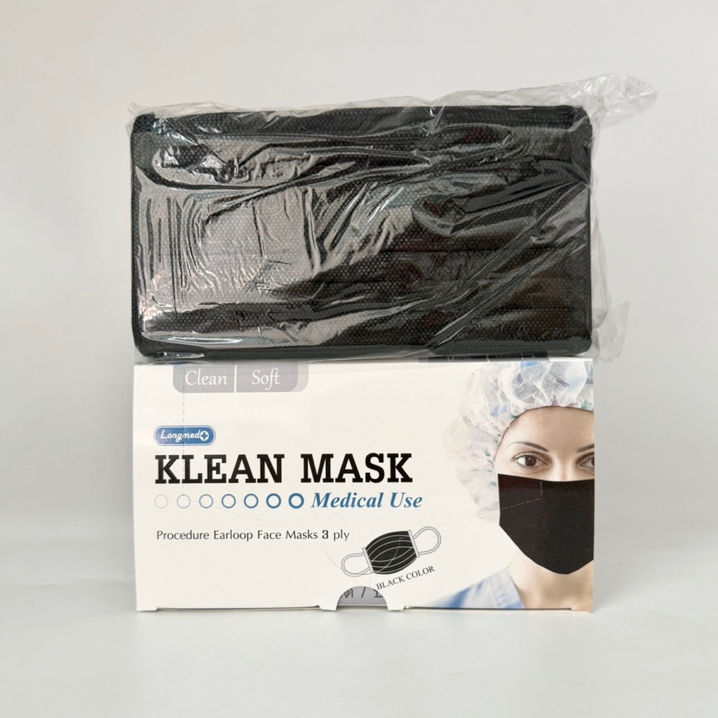 Klean Mask (สีดำ) หน้ากากอนามัย 1กล่อง มี50ชิ้น