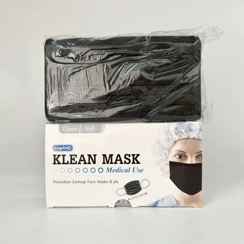 Klean Mask (สีดำ) หน้ากากอนามัย 1กล่อง มี50ชิ้น