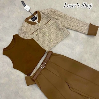 Lover's shop Set 4ชิ้น(เสื้อคลุม+เสื้อแขนกุด+กางเกง+เข็มขัด) คุ้มสุดๆค้าาา