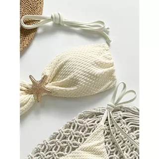 พร้อมส่งในไทย ชุดว่ายน้ำบิกินี่ ทูพีช sexy bikini เครื่องประดับรูปปลาดาว ชายหาด#0932