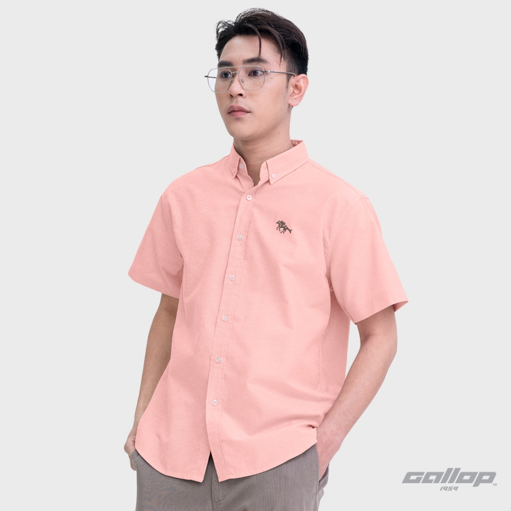 GALLOP : OXFORD CASUAL SHIRT เสื้อเชิ๊ตแขนสั้น รุ่น GW9031 สี Patel Orange – ส้มพาสเทล / ราคาปกติ 1490.-