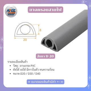 รางครอบสายไฟ ยางเกรด PVC สีขาว/ดำ/เทา ตัดง่าย ทนร้อน (ขายเป็นเมตร)