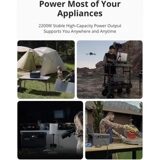 【รุ่นใหม่】 DJI Power 1000 V2 สถานีไฟฟ้าแบบพกพา แบต LiFePO4 1024Wh, 2200W (Peak 2600W) เอาต์พุต USB-C