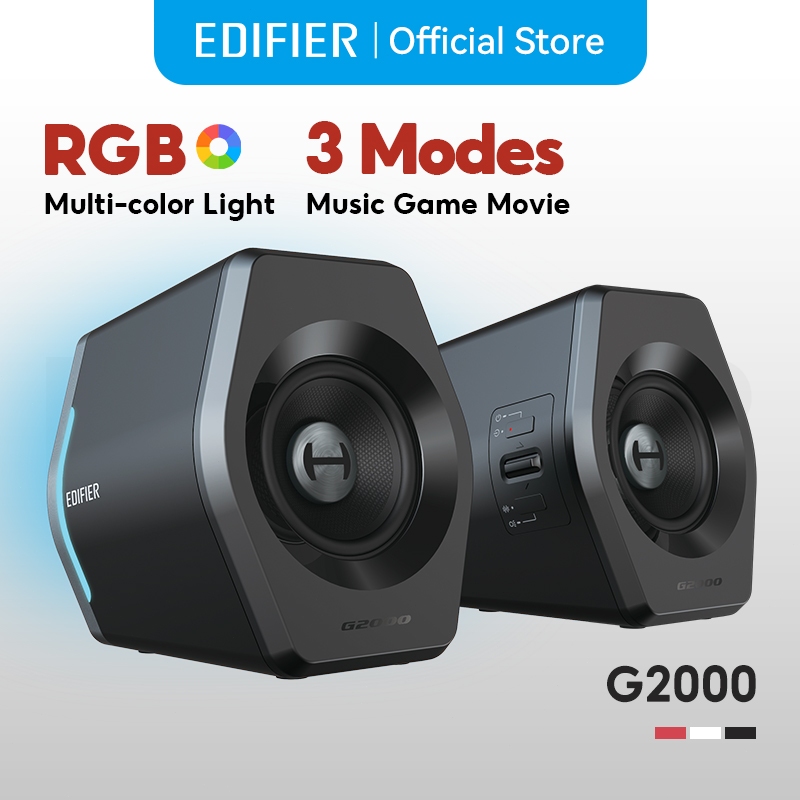 Edifier G2000 ลำโพงเกมมิ่ง Bluetooth V5.1 เอฟเฟกต์แสง RGB 32W RMS AUX 3.5 มม. อินพุตการ์ดเสียง USB