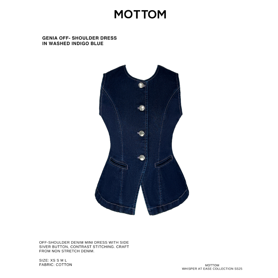 MOTTOM - CANDICE Denim Button Up Contrast Stitching Top