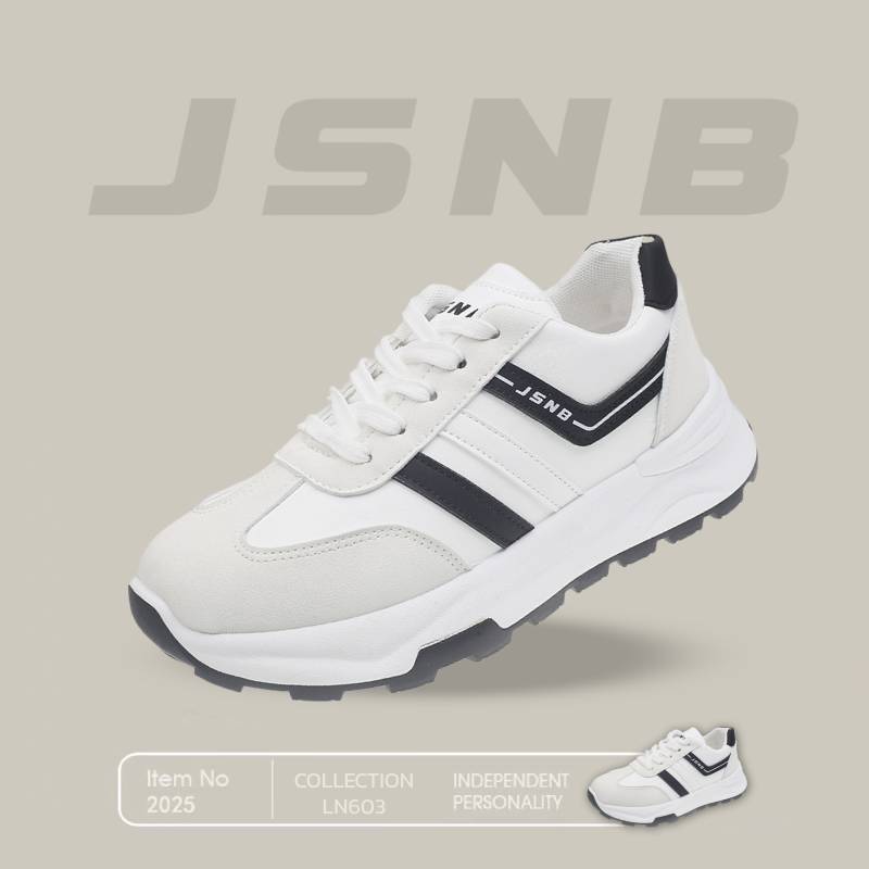 JSNB ส่งฟรี รองเท้าผ้าใบ พื้นหนา พร้อมส่ง รองเท้าลำลองแฟชั่นเกาหลี ระบายอากาศได้ดี น้ำหนักเบา [LN603