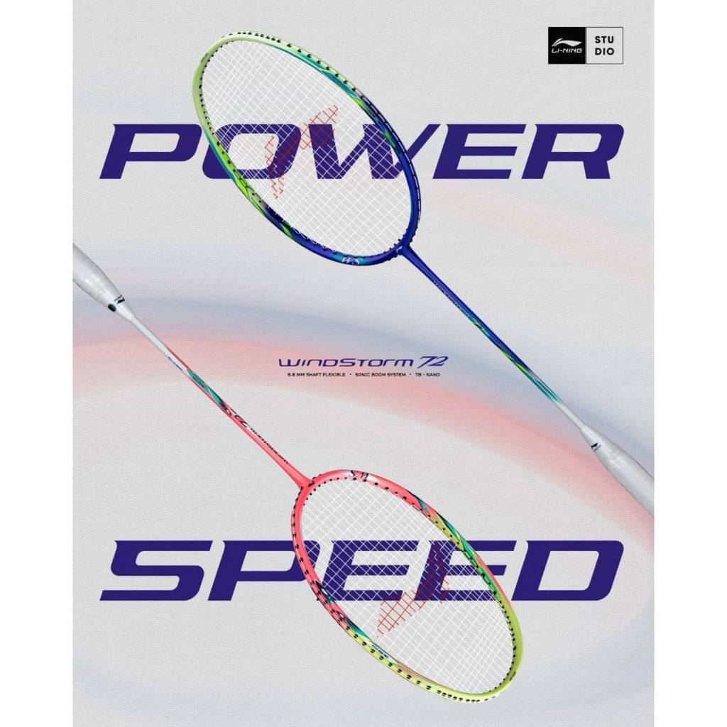 LI-NING ไม้แบดมินตัน รุ่น WINDSTORM 72 (POWER/SPEED)  แถมซอง+พันด้าม+เอ็น พร้อมขึ้น ฟรี