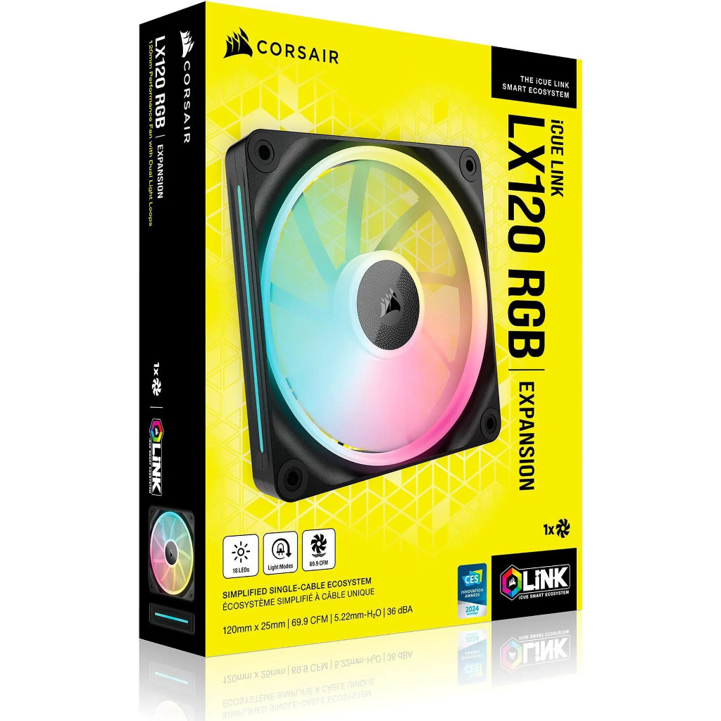 CASE FAN (พัดลมเคส) CORSAIR iCUE LINK LX120 RGB 120mm BLACK : CO-9051025-WW