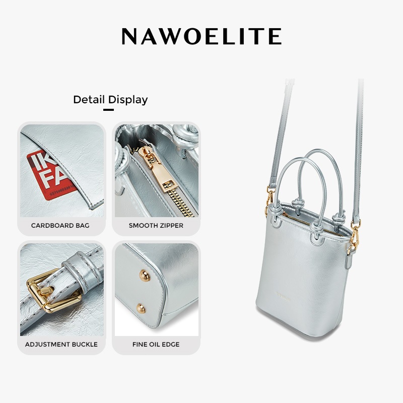 NAWOELITE Mini Bag กระเป๋าถือสะพายข้างหนังแท้ PU สไตล์ย้อนยุคสีน้ำตาลสำหรับฤดูร้อน/Crossbody Bags/กระเป๋า - รูปที่ 2