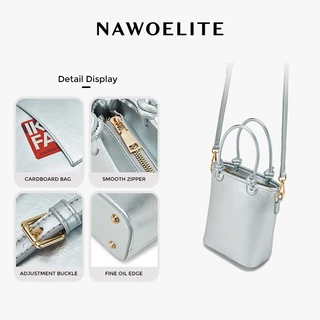 NAWOELITE Mini Bag กระเป๋าถือสะพายข้างหนังแท้ PU สไตล์ย้อนยุคสีน้ำตาลสำหรับฤดูร้อน/Crossbody Bags/กระเป๋า
