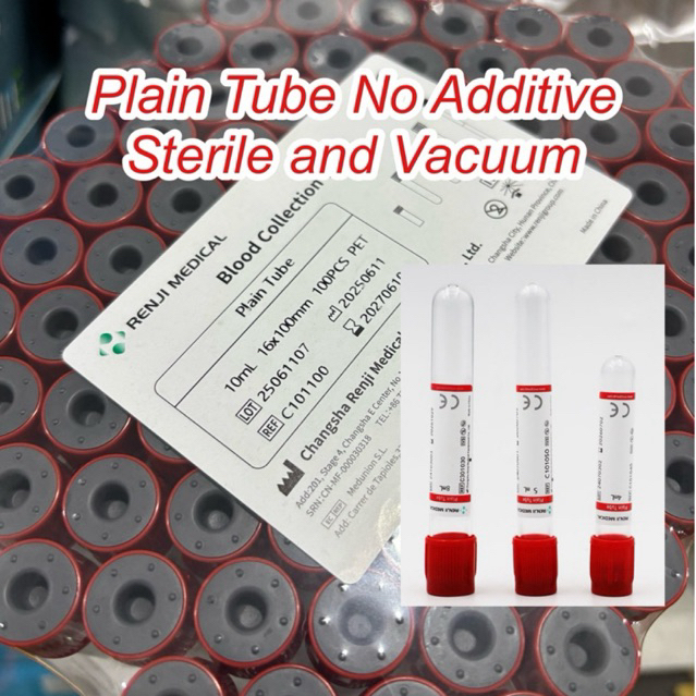 Plain Tube Vacuum and Sterile ขนาด 10ml แพค 100 หลอด